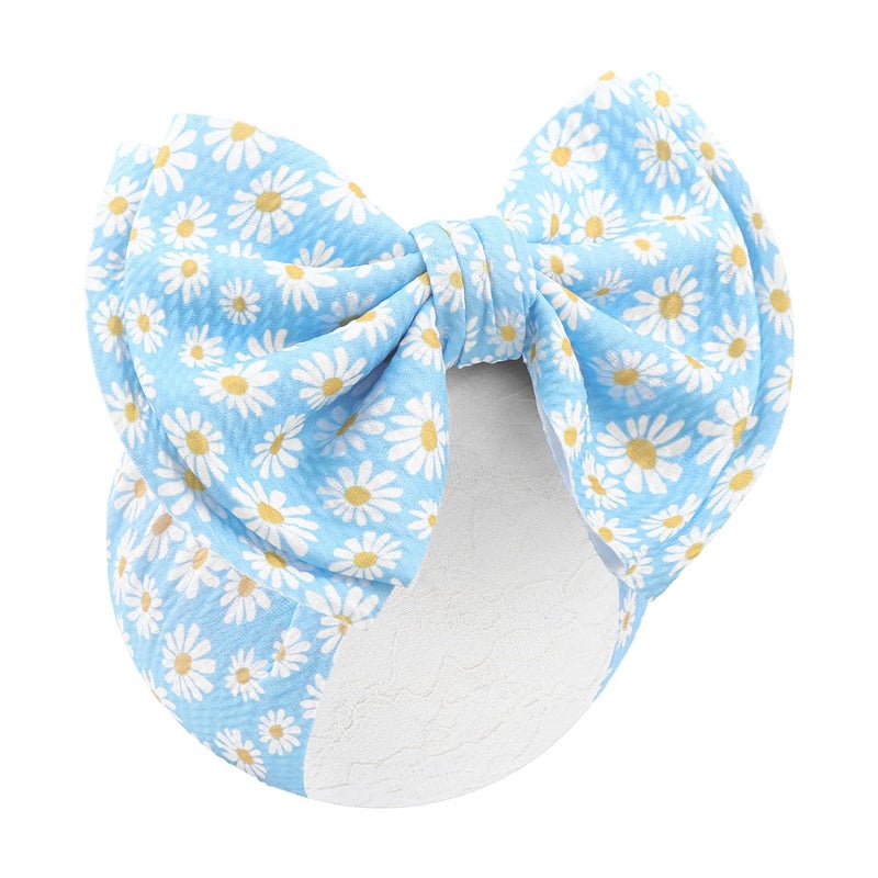 ONENINEDREAM Daisy Baby Bow for Girls Blue Headbands for Baby Girl Hair Bow Accessories Summer Outfits for Infants Toddlers Hair Accessory - Image 1